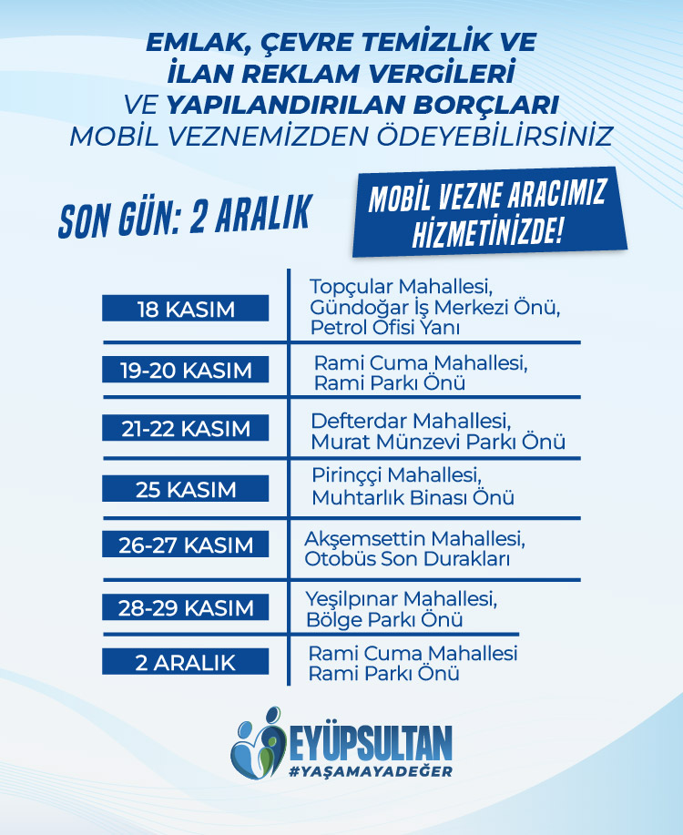 Mobil Vezne Aracımız Hizmetinizde!