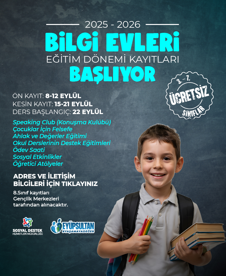 2025-2026 Bilgi Evleri Eğitim Dönemi Kayıtları Başlıyor