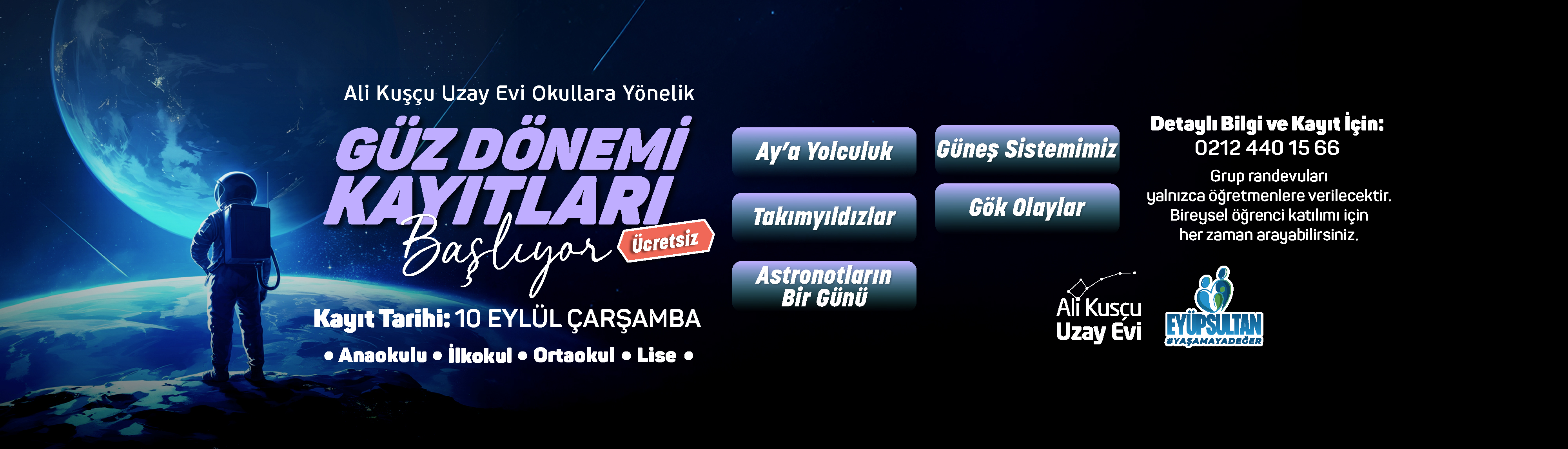 Ali Kuşçu Uzay Evi Güz Dönemi Kayıtları Başlıyor