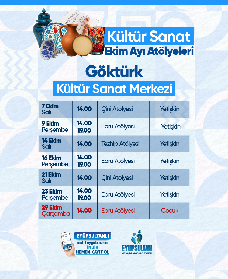 Kültür Sanat Ekim Ayı Atölyeleri