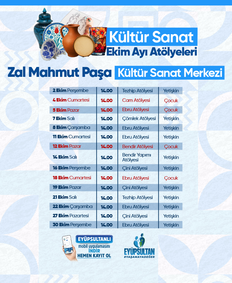 Kültür Sanat Ekim Ayı Atölyeleri