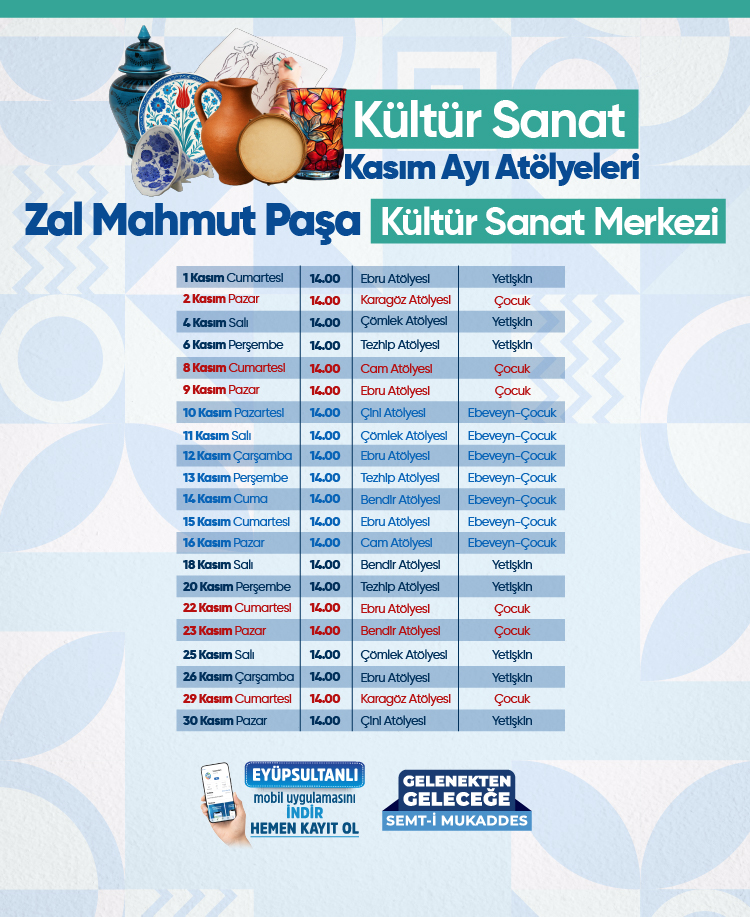 Kültür Sanat Kasım Ayı Atölyeleri