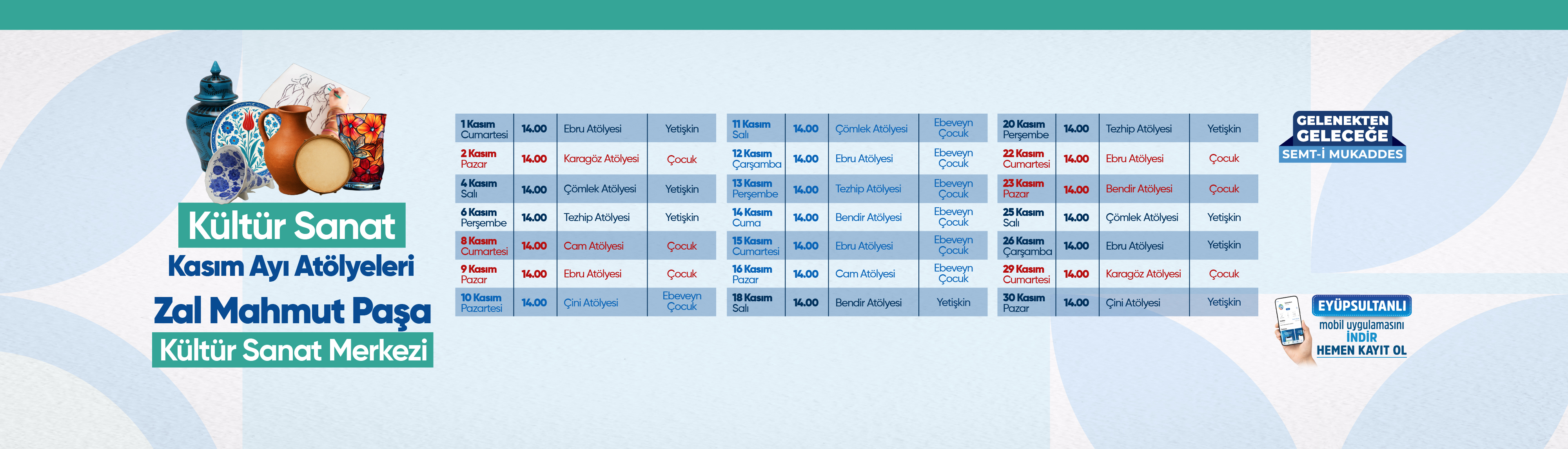 Kültür Sanat Kasım Ayı Atölyeleri