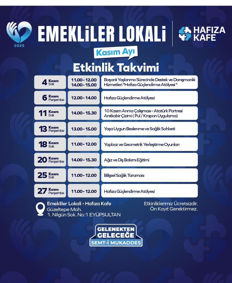 Kasım ayında Emekliler Lokalimizde dopdolu bir program sizi bekliyor!