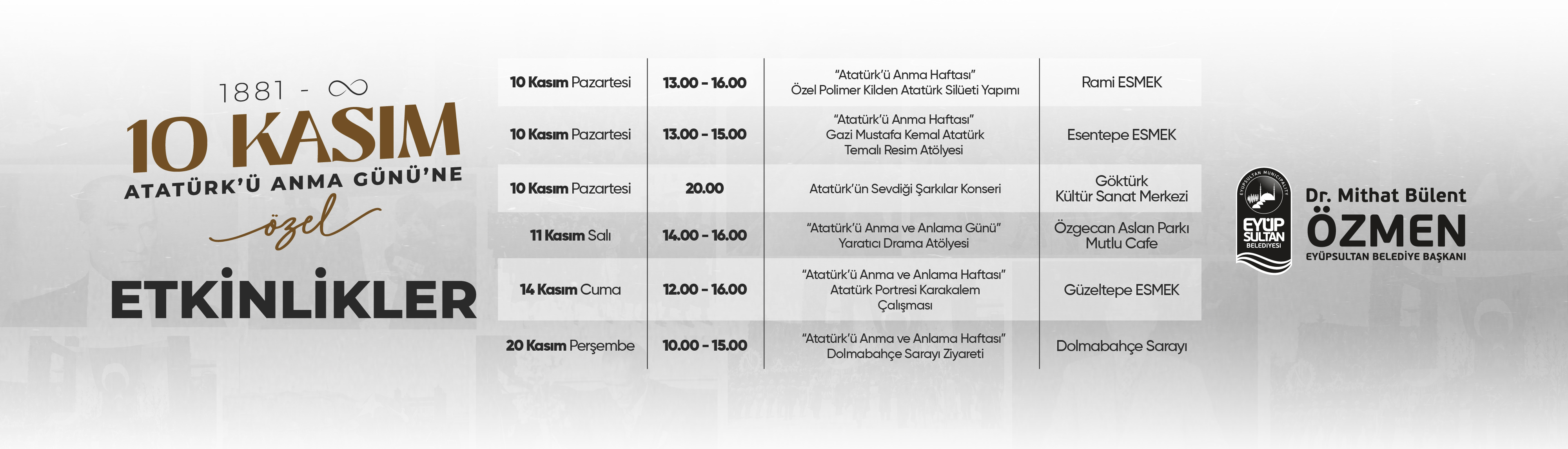 10 Kasım Atatürk 'ü Anma Gününe Özel Anma Etkinlikleri