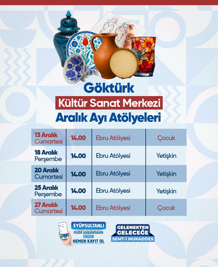 Eyüpsultan Kültür Sanat Aralık Ayı Atölyeleri