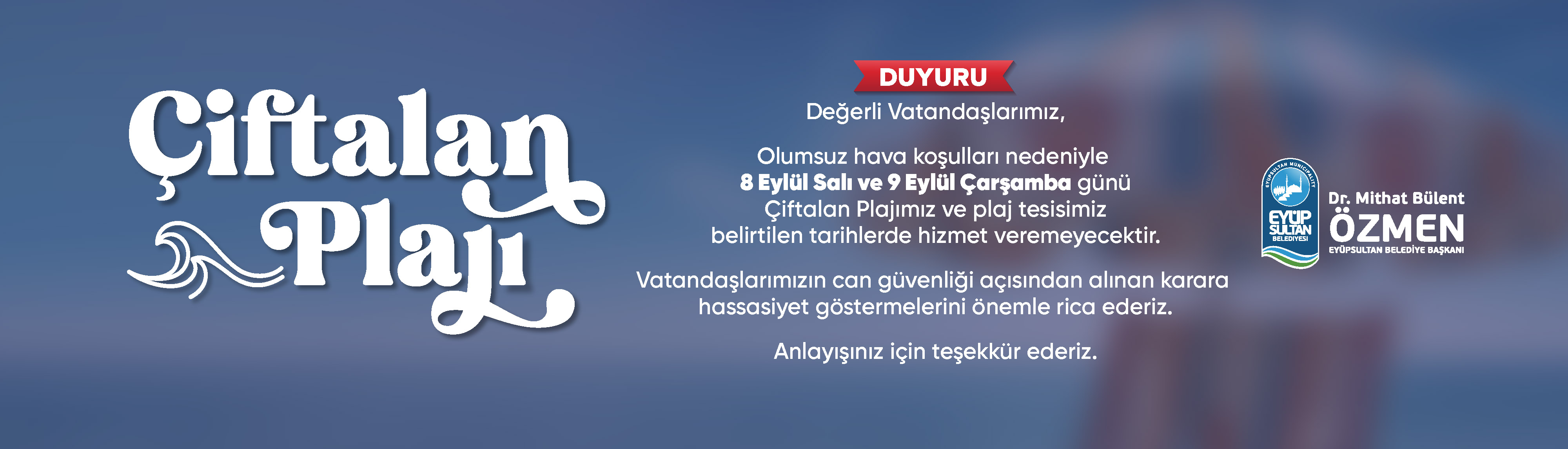 Çiftalan Plajı Duyuru