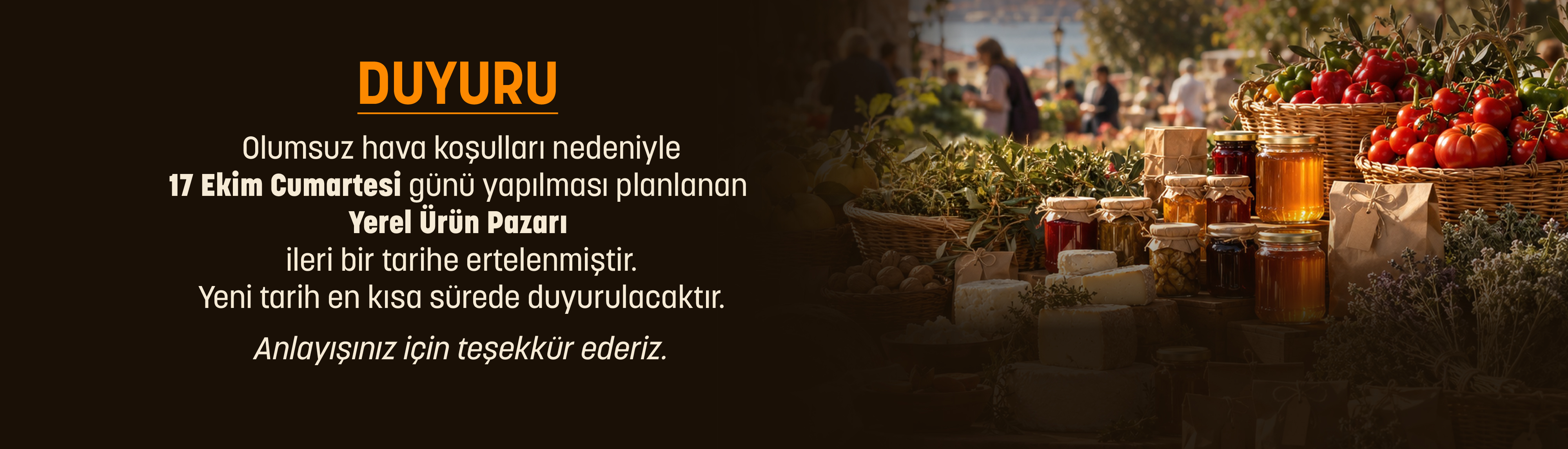 Yerel ürün pazarı iptal